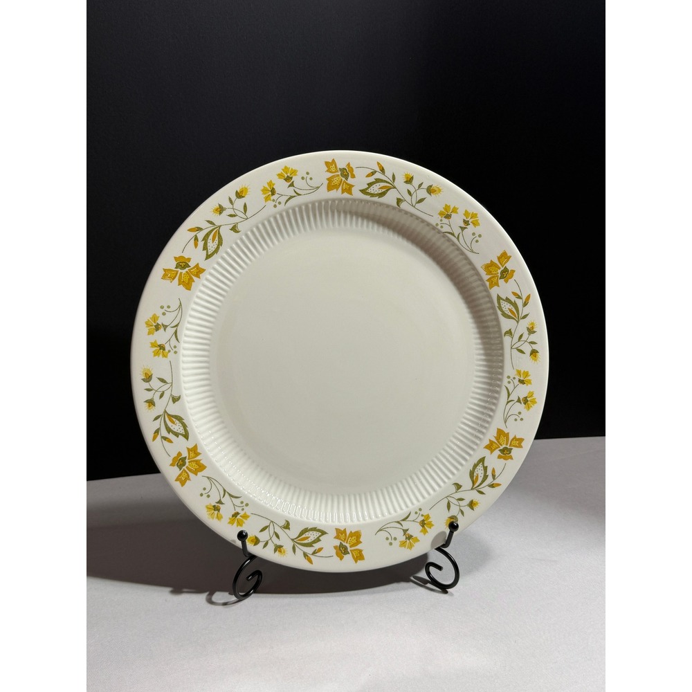 Amcrest Springfield Tradition Ironstone Charger Plate Japan Yellow Floral Ribbed